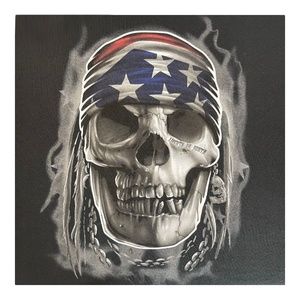 Delta Mens XL Pro Weight Black Crew-neck Biker T-Shirt Skull Liberty Or Death